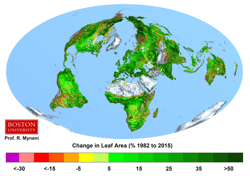 Illustration for article titled Irónicamente, la Tierra es mucho más verde ahora que hace 30 años por las emisiones de CO2